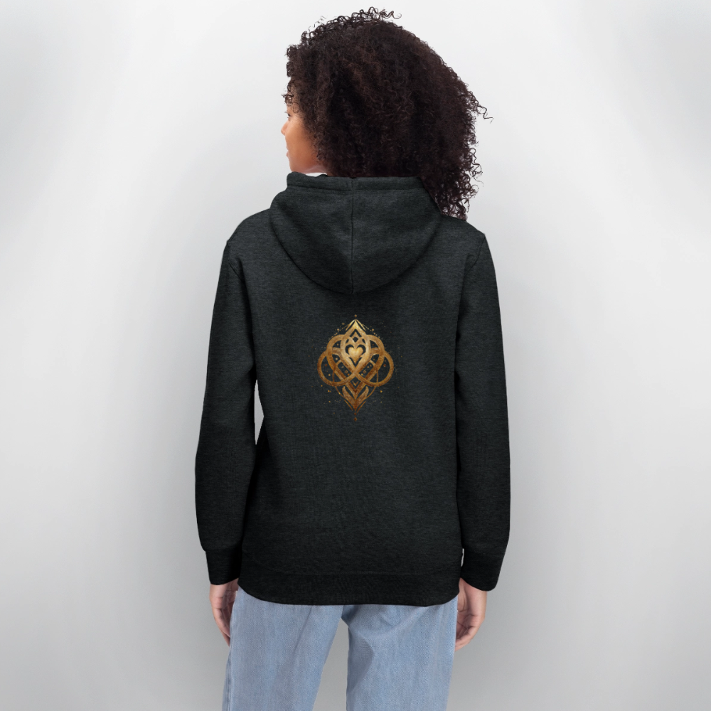 Unisex Bio-Hoodie "Agape" Druck vorne & hinten - Dunkelgrau meliert