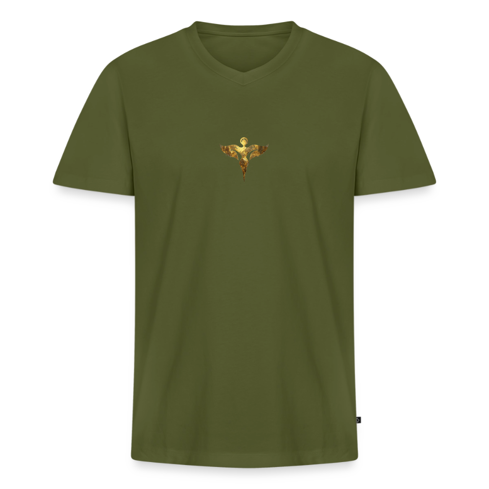 Männer Bio-T-Shirt mit V-Ausschnitt "Gaia" - Khaki