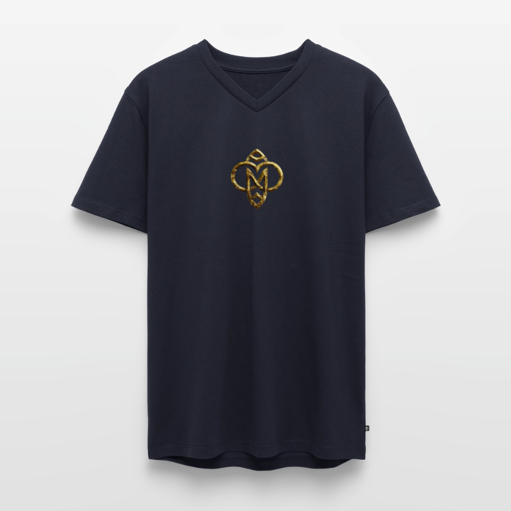 Männer Bio-T-Shirt mit V-Ausschnitt "Höchste Monade" - Navy