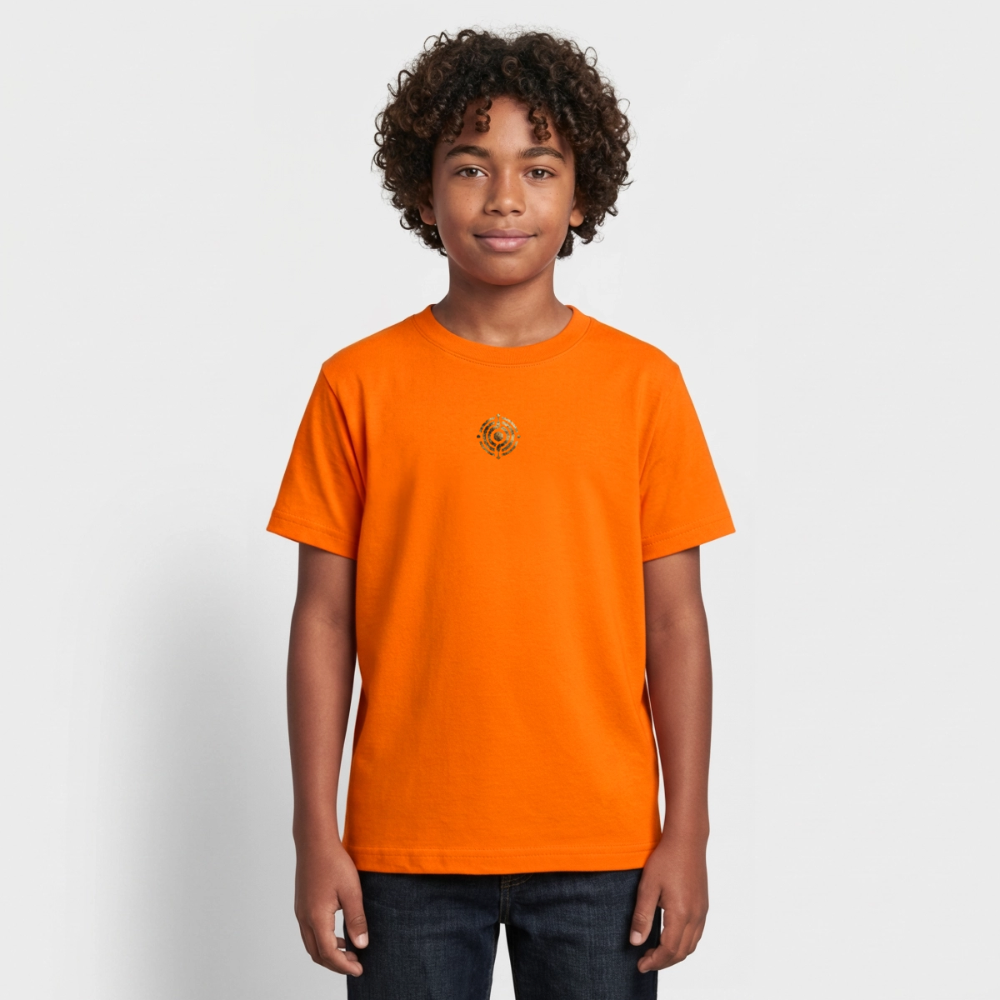 Teenager T-Shirt "Effatá" Rückseite "Die stille Kraft für den inneren Frieden." - Orange