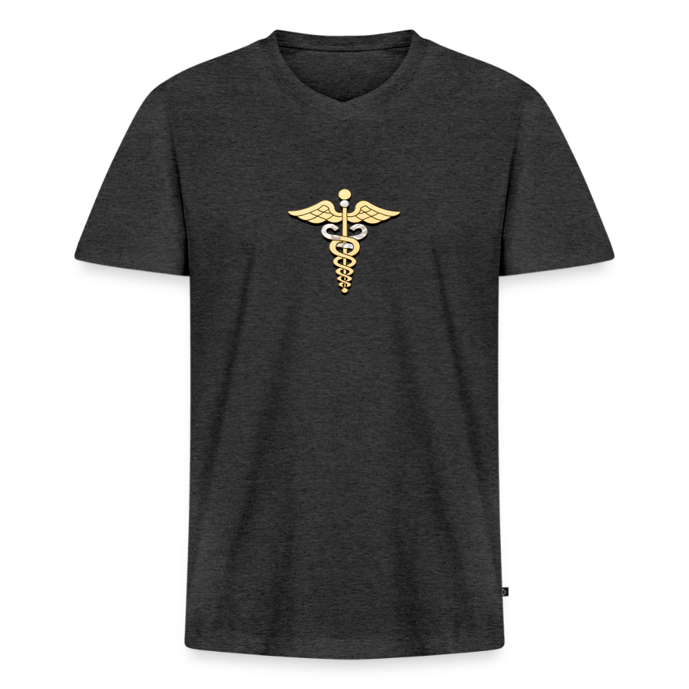 Männer Bio-T-Shirt mit V-Ausschnitt "Merkurstab" - Anthrazit meliert