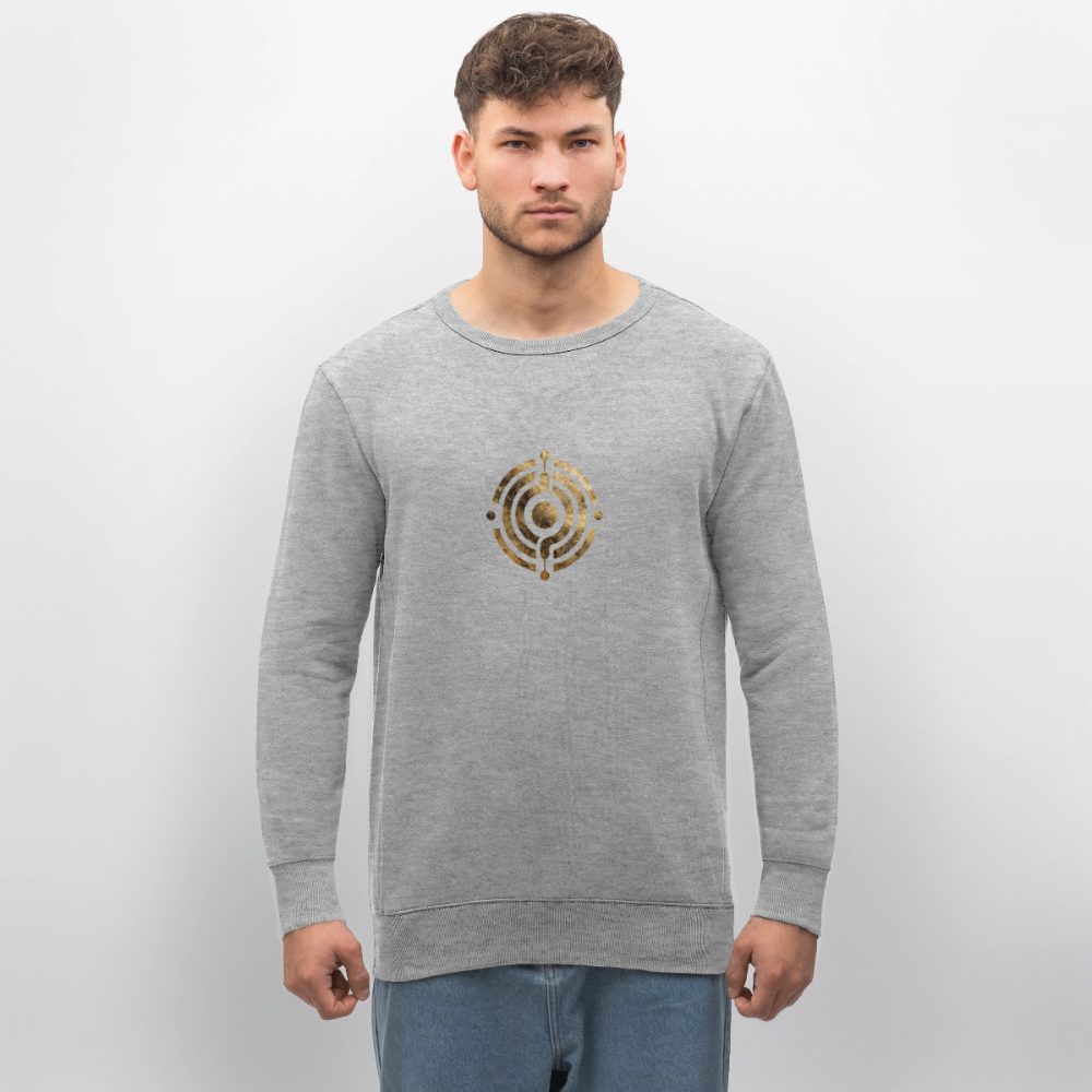 Unisex Bio-Sweatshirt "Atme Lächle Lausche" - Grau meliert