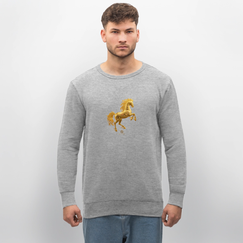 Unisex Bio-Sweatshirt "Feuerpferd" - Grau meliert