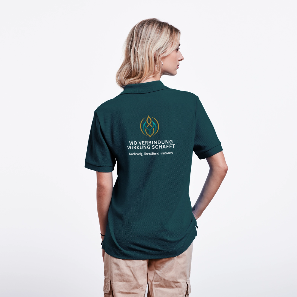 Unisex Bio-Poloshirt TLA Wo Verbindung Wirkung Schafft - Dunkles Petrol