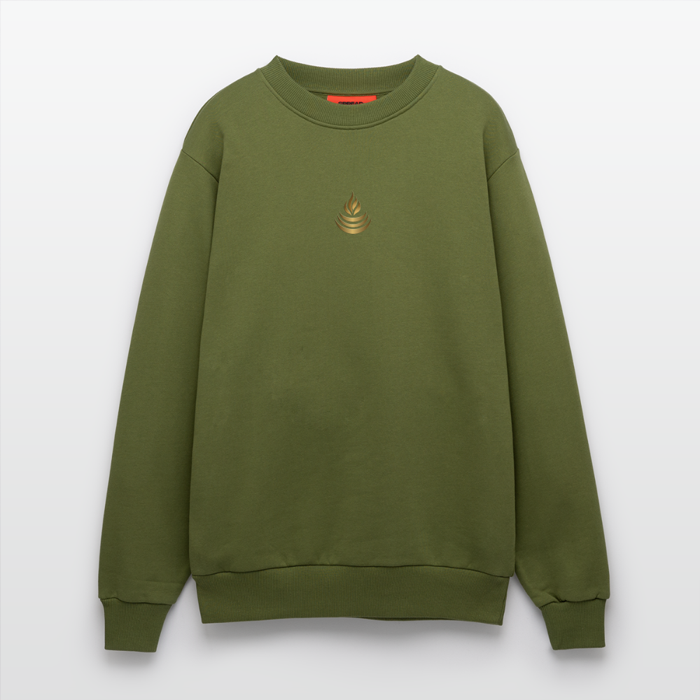 chiSign Quantenheilsymbol "Reichtum & Erfolg"  Druck VS/RS  Organic Relaxed Crew Neck Made in EU - MOSS GREEN