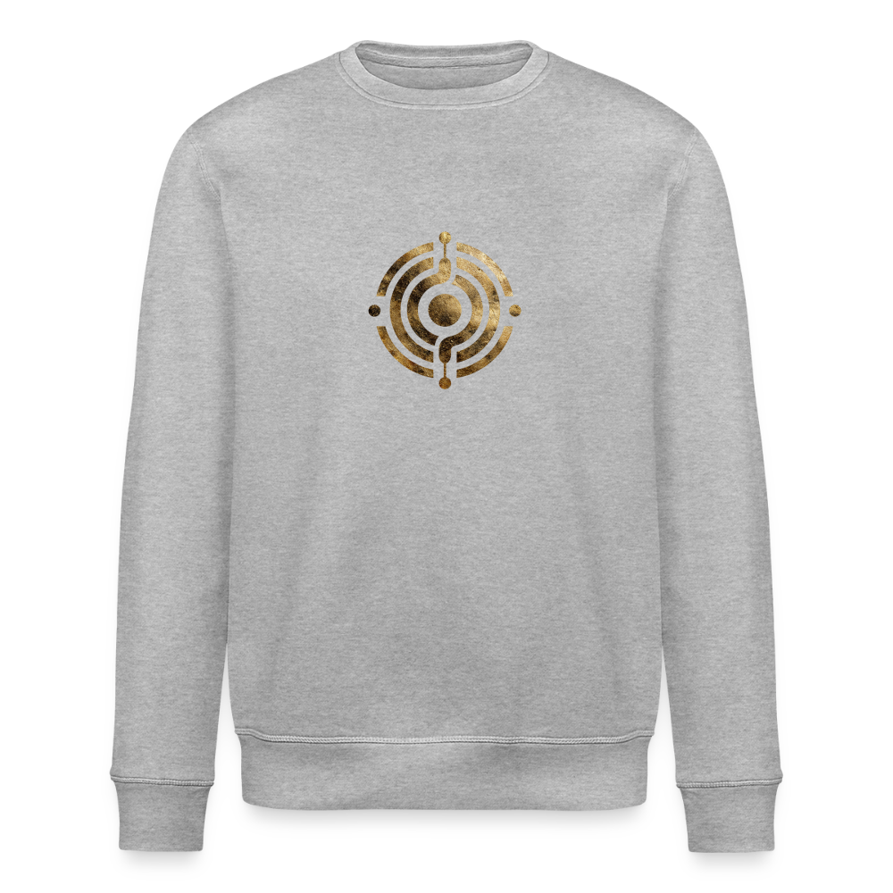 Unisex Bio-Sweatshirt "Atme Lächle Lausche" - Grau meliert