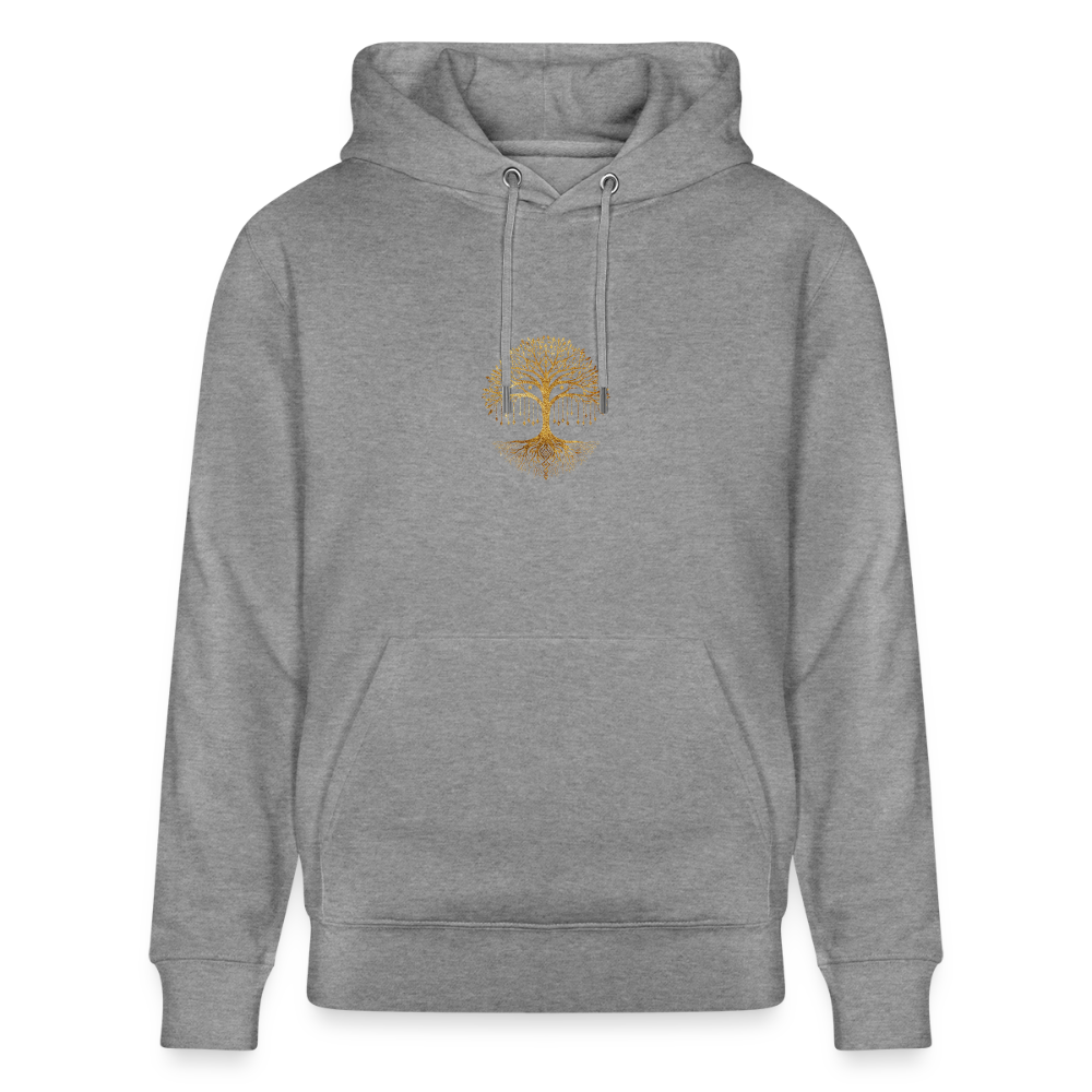 Unisex Bio-Hoodie "Weltenbaum" - Hellgrau marmoriert
