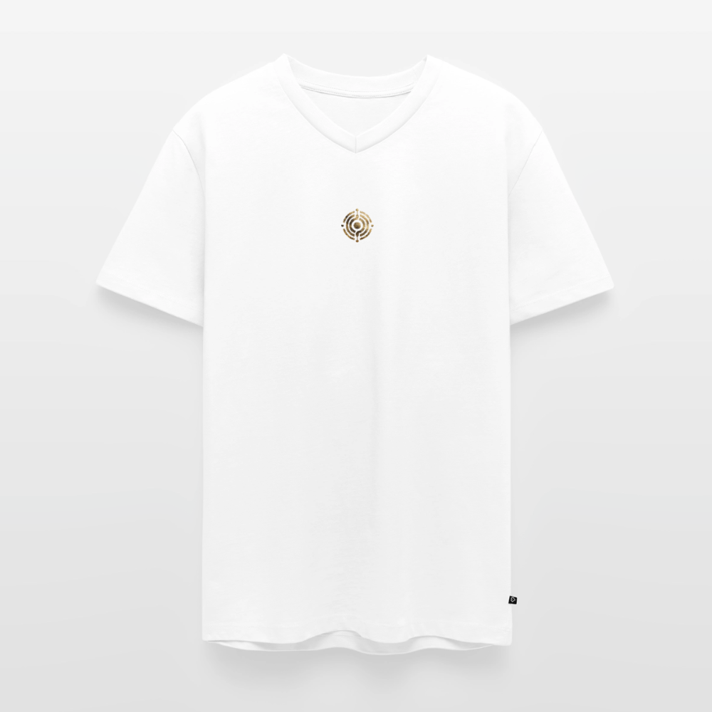Männer Bio-T-Shirt mit V-Ausschnitt bedruckt vorne & hinten "Effatá – öffne dich." - Weiß
