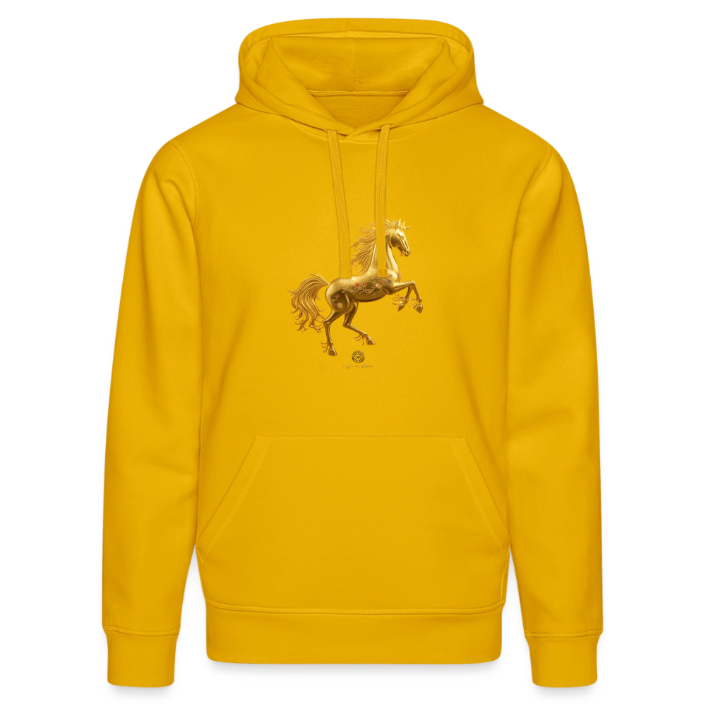 Unisex Bio-Hoodie "Feuerpferd" - Spektralgelb