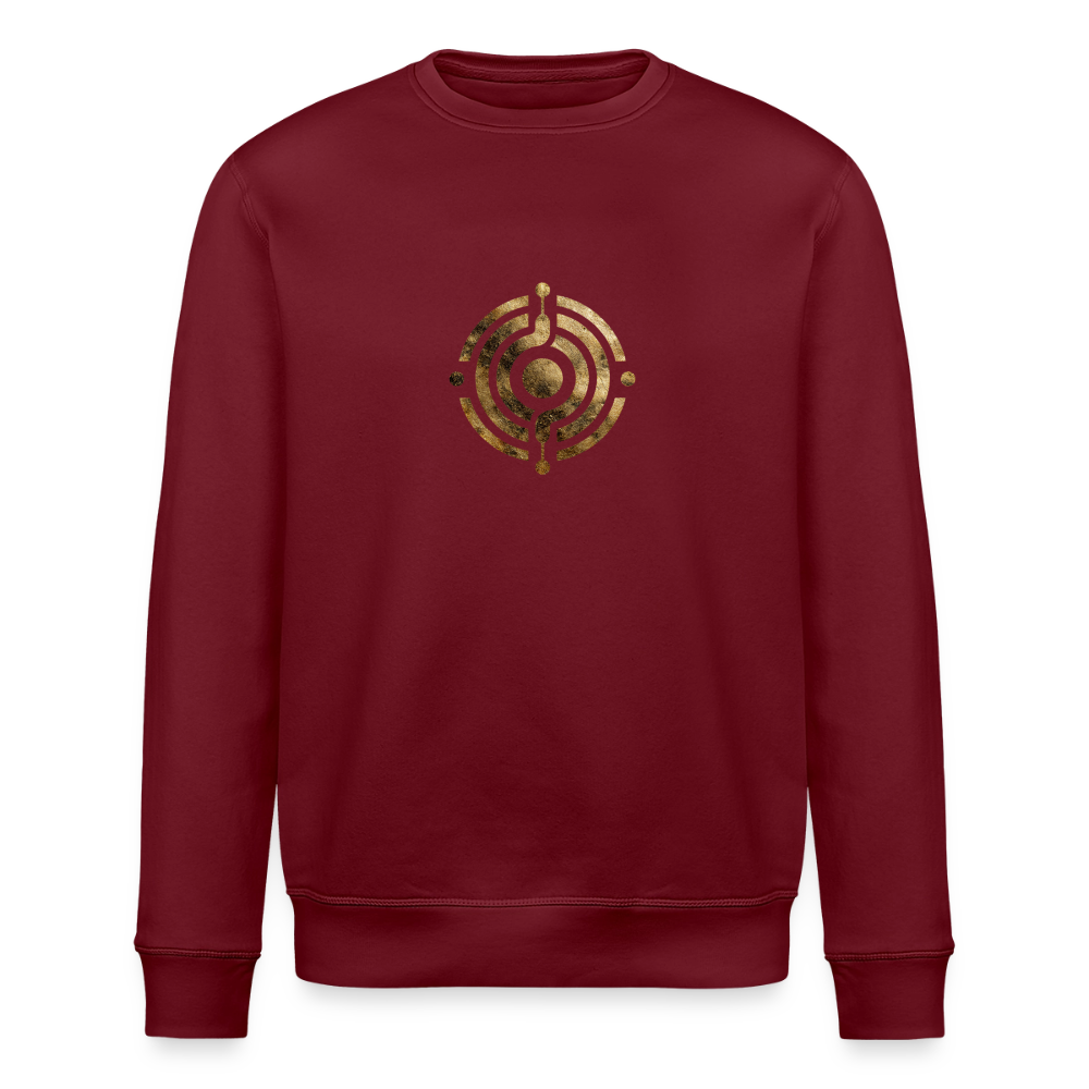 Unisex Bio-Sweatshirt "Atme Lächle Lausche" - Burgunderrot