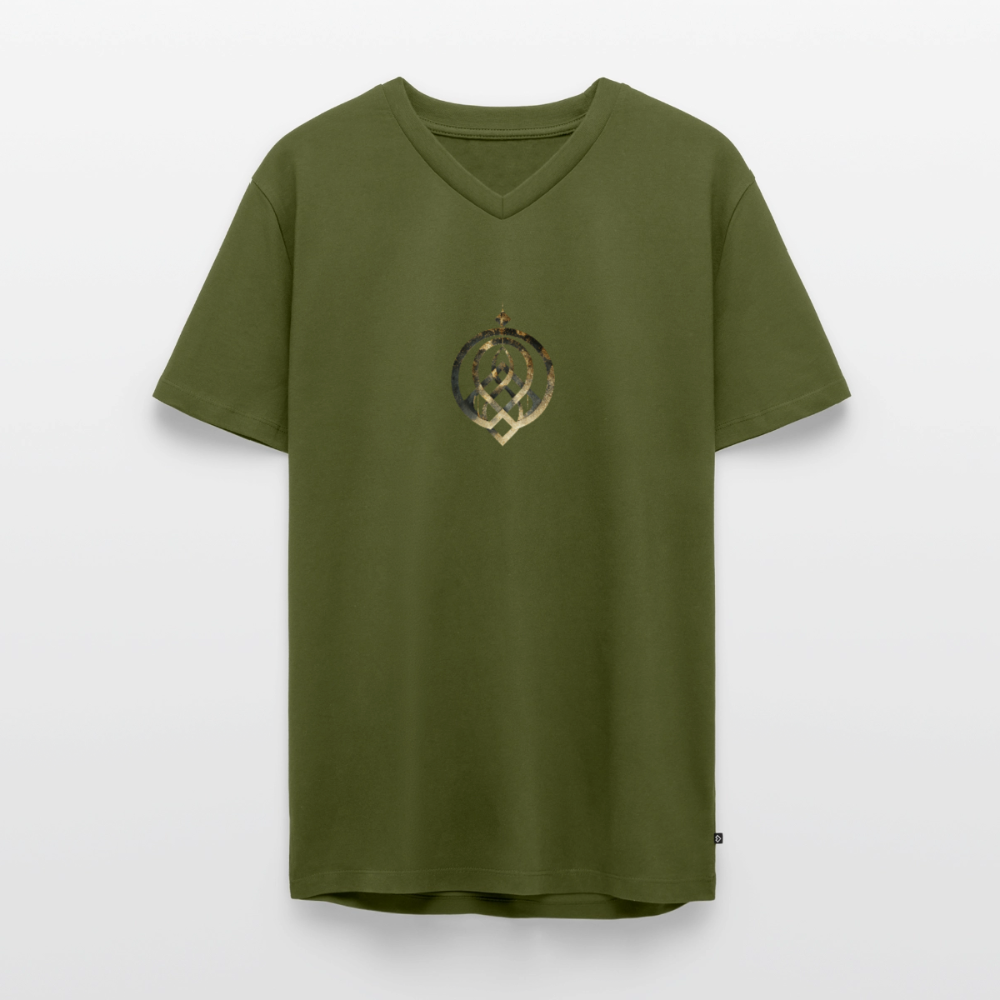 Männer Bio-T-Shirt mit V-Ausschnitt "EFFATÁ" - Khaki