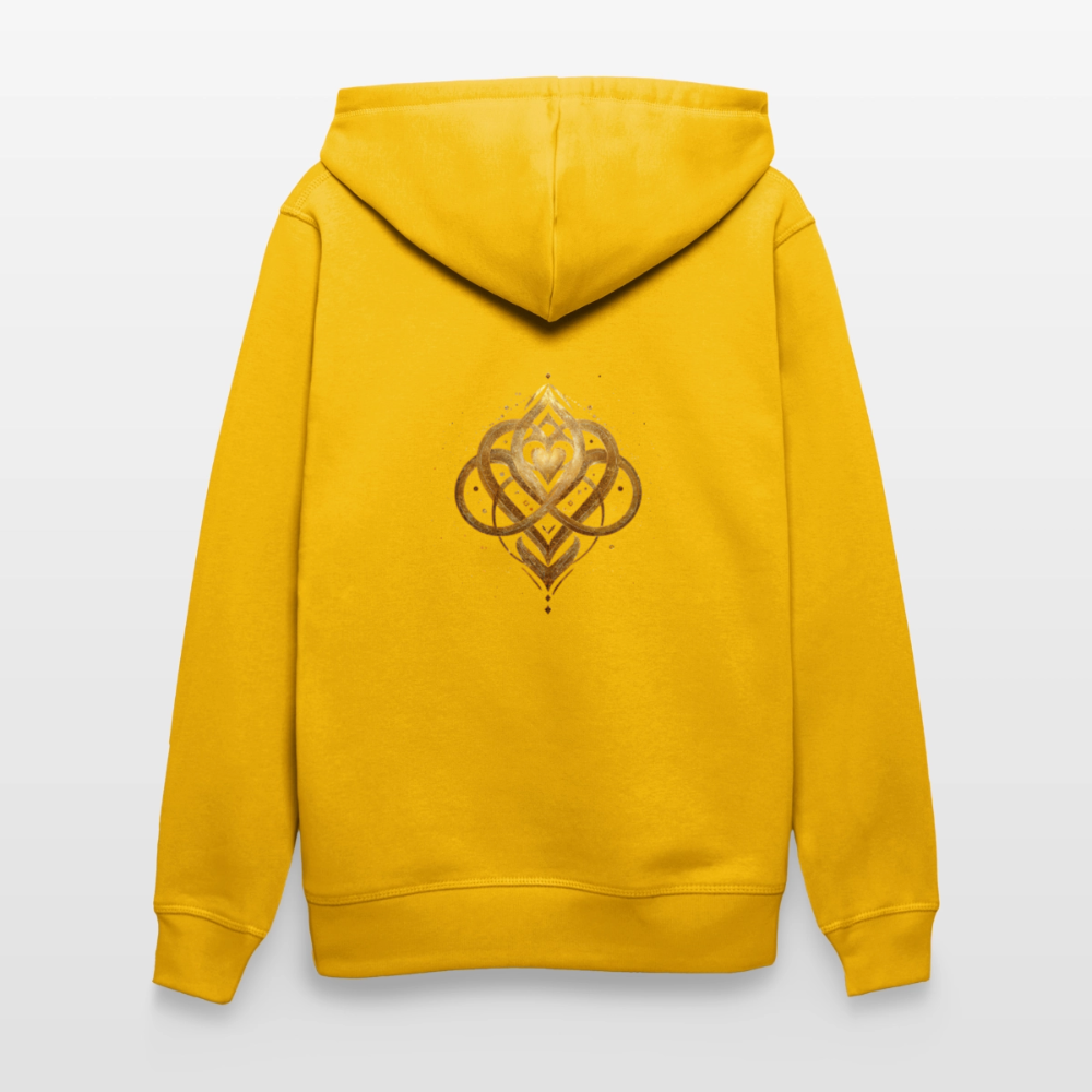 Unisex Bio-Hoodie "Agape" Druck vorne & hinten - Spektralgelb