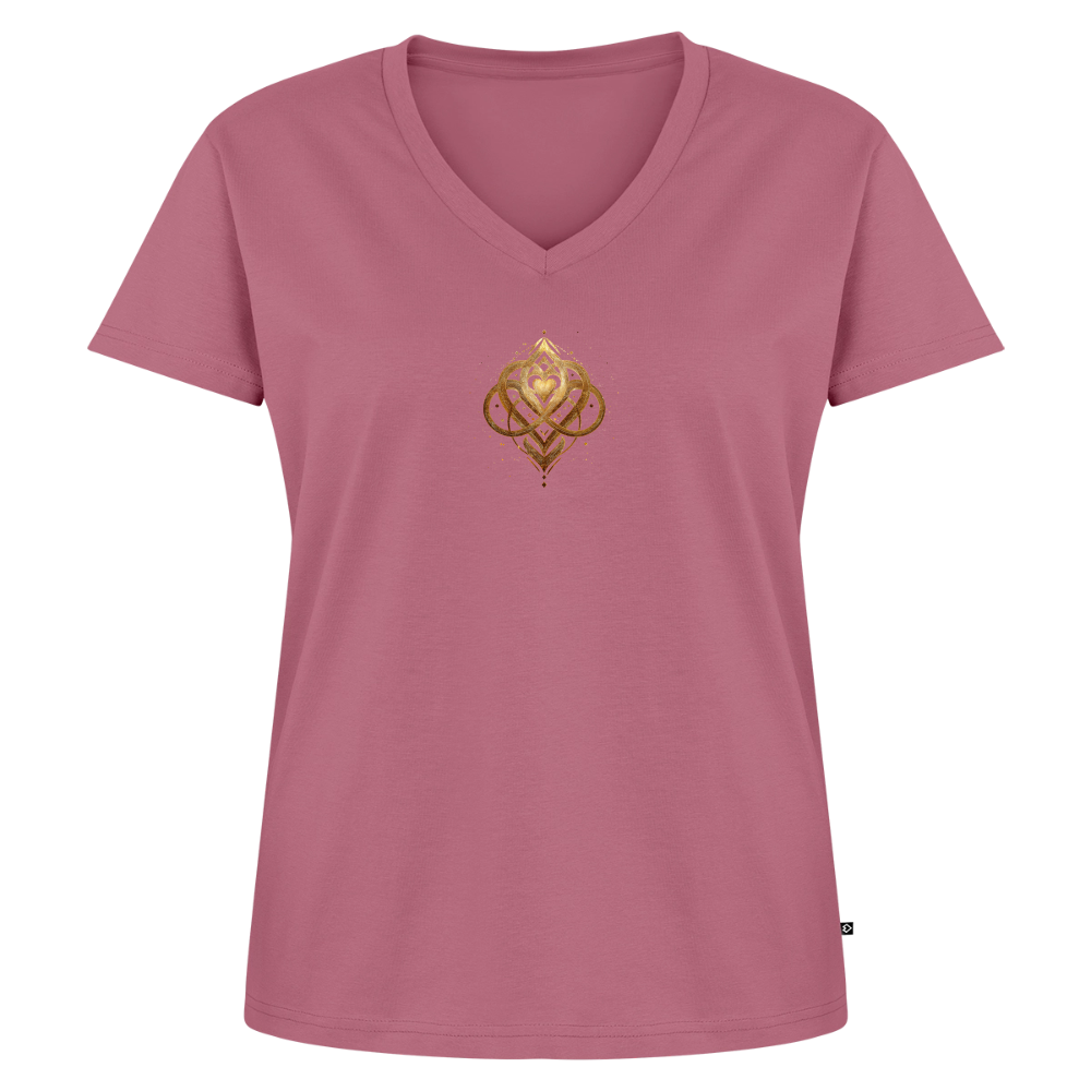 Frauen Bio-T-Shirt mit V-Ausschnitt "Agape" - Mauve