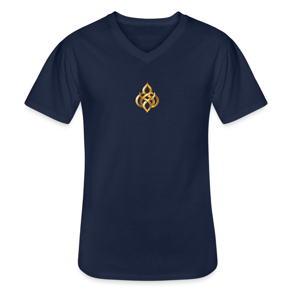 chiSign Quantenheilsymbol Zentrum und Ausgeglichenheit Klassisches Männer-T-Shirt mit V-Ausschnitt - Navy