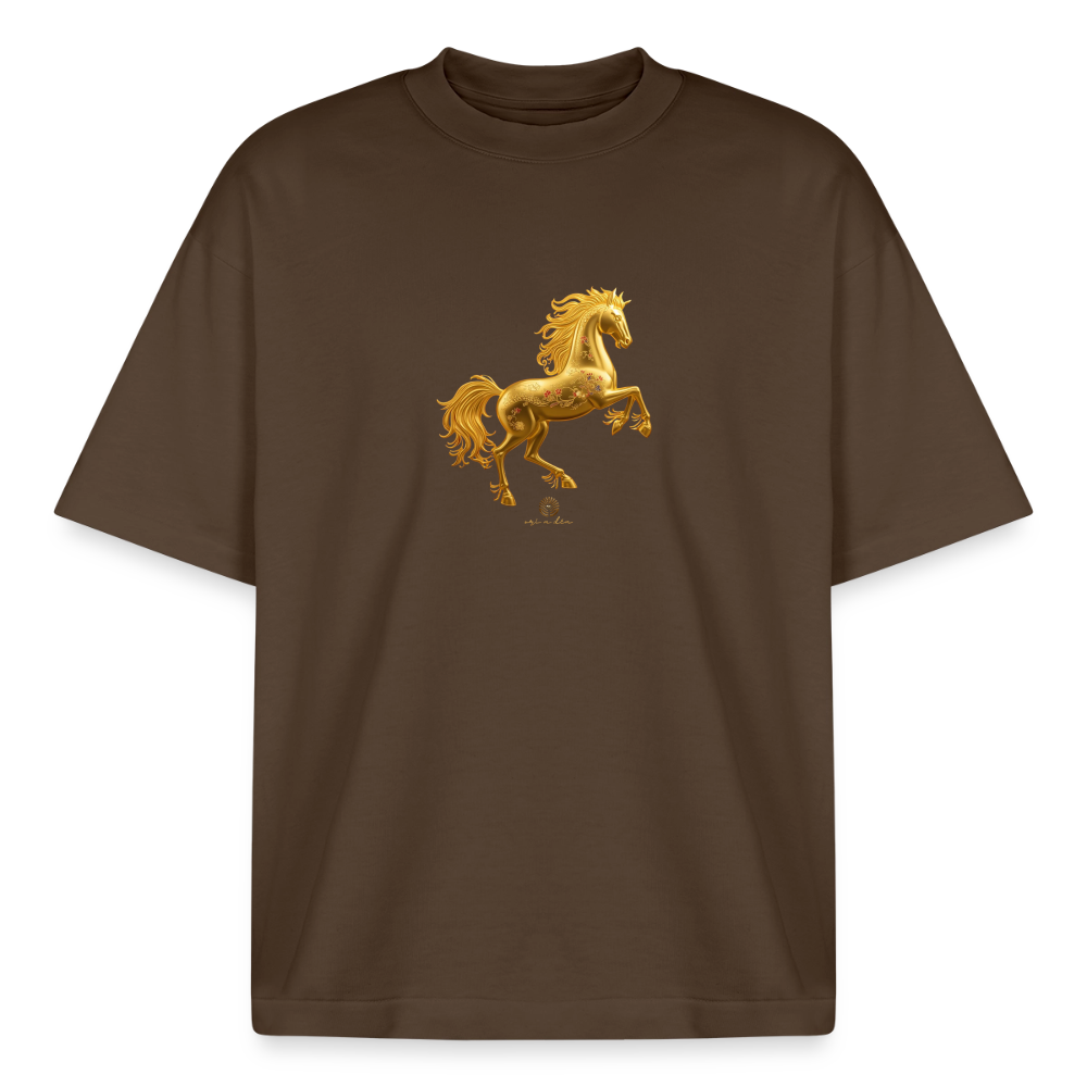 Heavyweight Unisex Bio T-Shirt 	"Feuerpferd" - Dunkelbraun