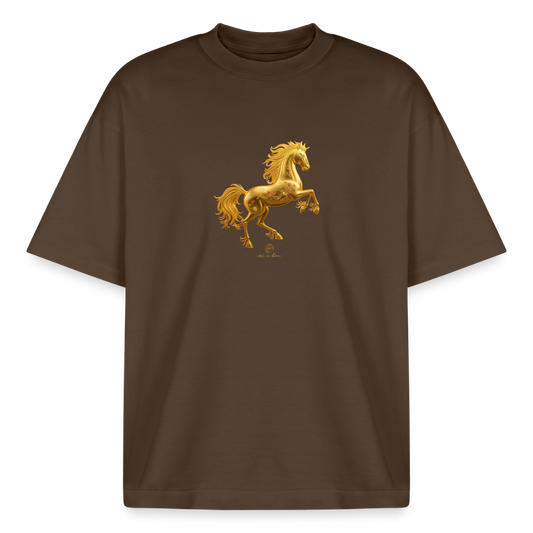 Heavyweight Unisex Bio T-Shirt 	"Feuerpferd" - Dunkelbraun