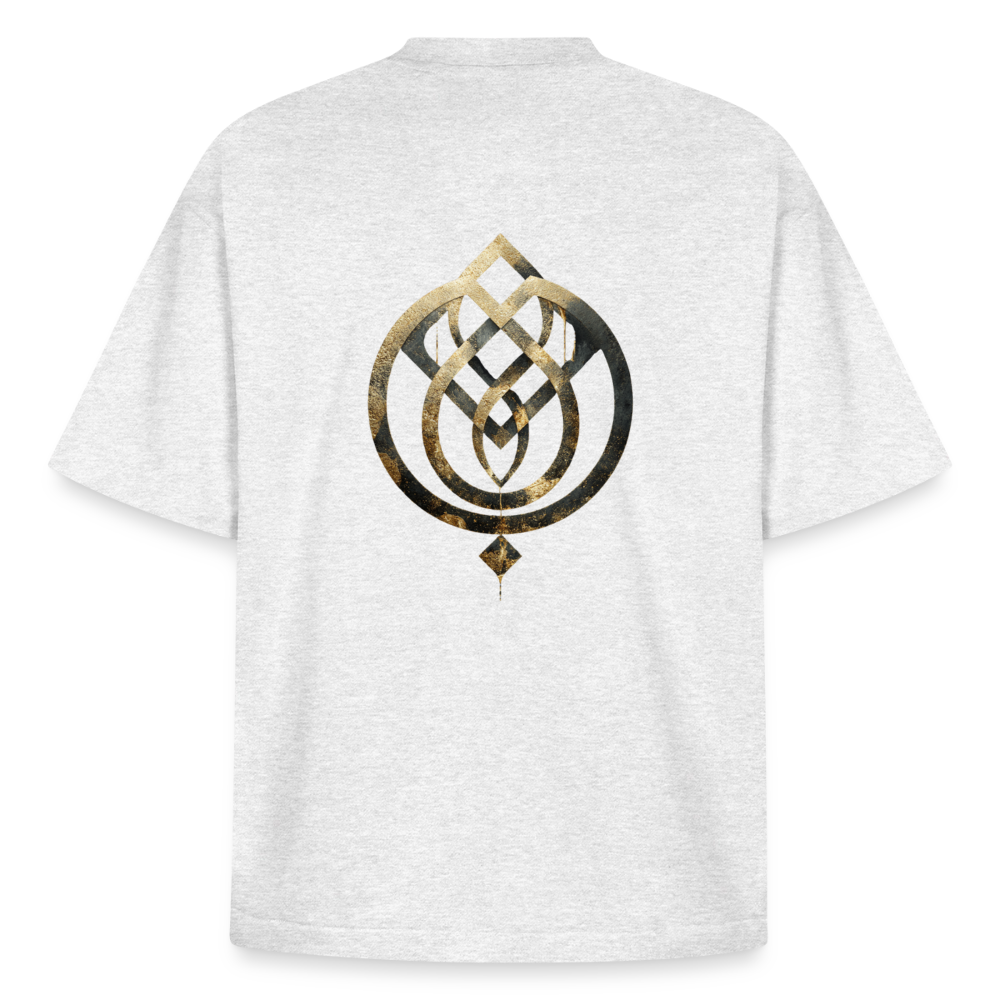 Heavyweight Unisex BioT-Shirt "Anima Soluta" vorne & hinten bedruckt - Kühles Grau meliert