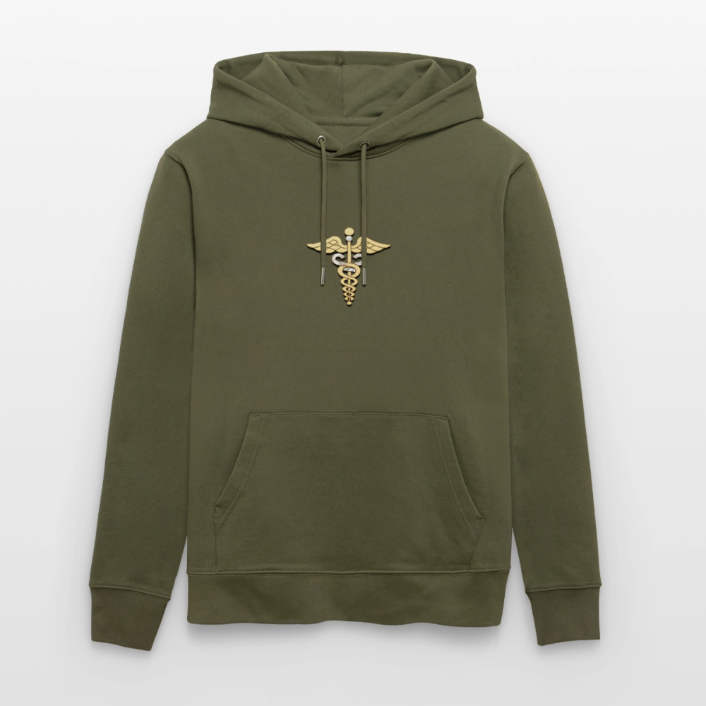 Unisex Bio-Hoodie "Merkurstab - Schutz" - Khaki Grün