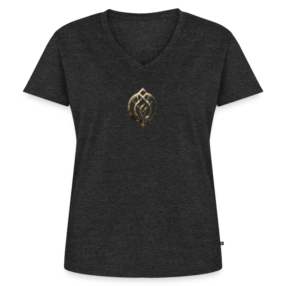 Frauen Bio-T-Shirt mit V-Ausschnitt Anima Soluta – beidseitig bedruck - Anthrazit meliert