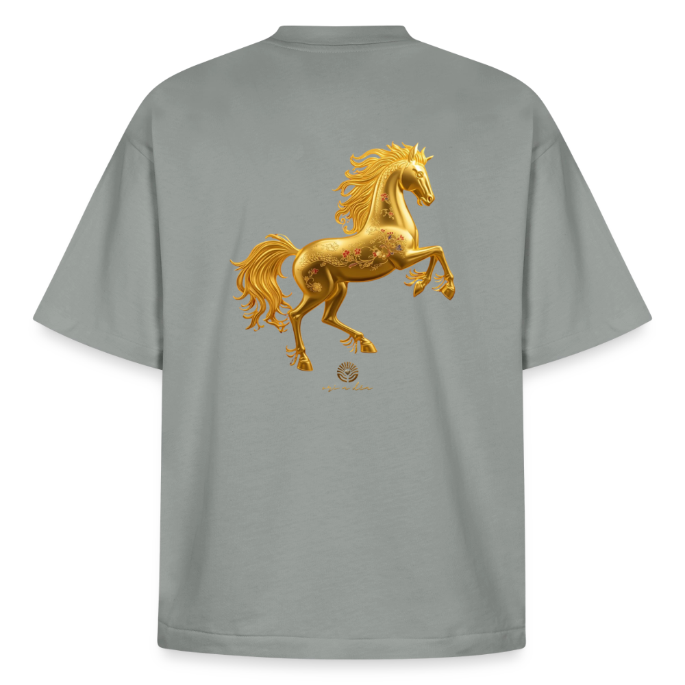 Heavyweight Unisex Bio T-Shirt "Feuerpferd - Nebelgrau