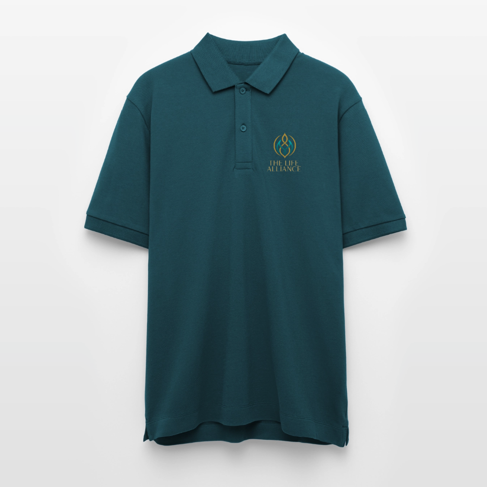 Unisex Bio-Poloshirt TLA Wo Verbindung Wirkung Schafft - Dunkles Petrol