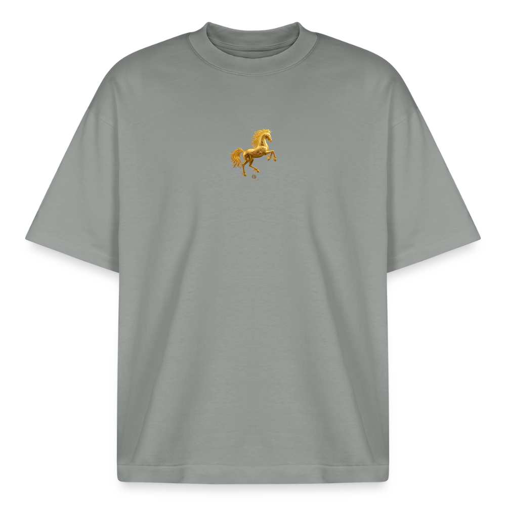 Heavyweight Unisex Bio T-Shirt "Feuerpferd - Nebelgrau