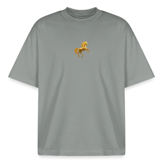 Heavyweight Unisex Bio T-Shirt "Feuerpferd - Nebelgrau