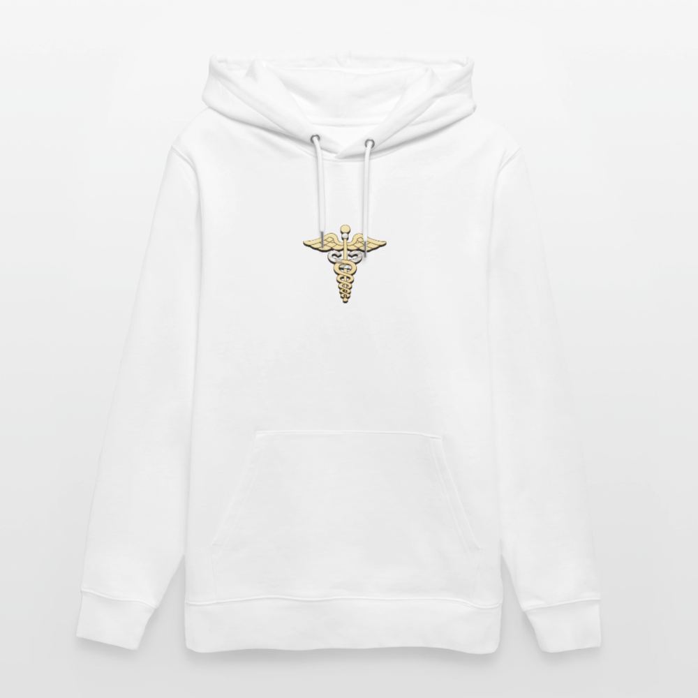 Unisex Bio-Hoodie "Merkurstab - Schutz" - Weiß