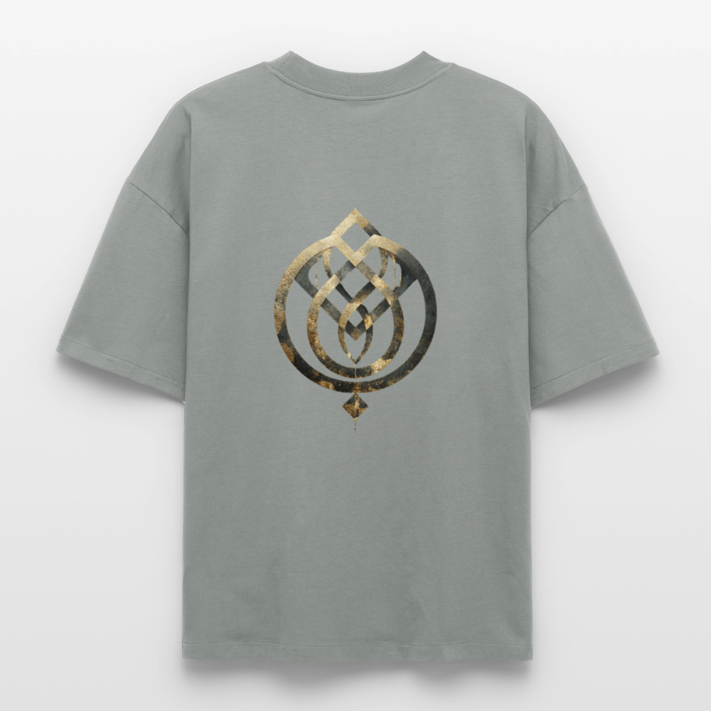 Heavyweight Unisex BioT-Shirt "Anima Soluta" vorne & hinten bedruckt - Nebelgrau