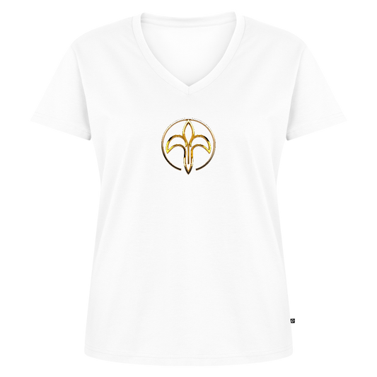 Frauen Bio-T-Shirt mit V-Ausschnitt "Energiefluss" - Weiß