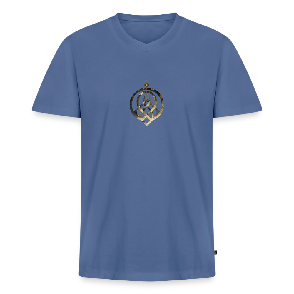 Männer Bio-T-Shirt mit V-Ausschnitt "EFFATÁ" - Taubenblau