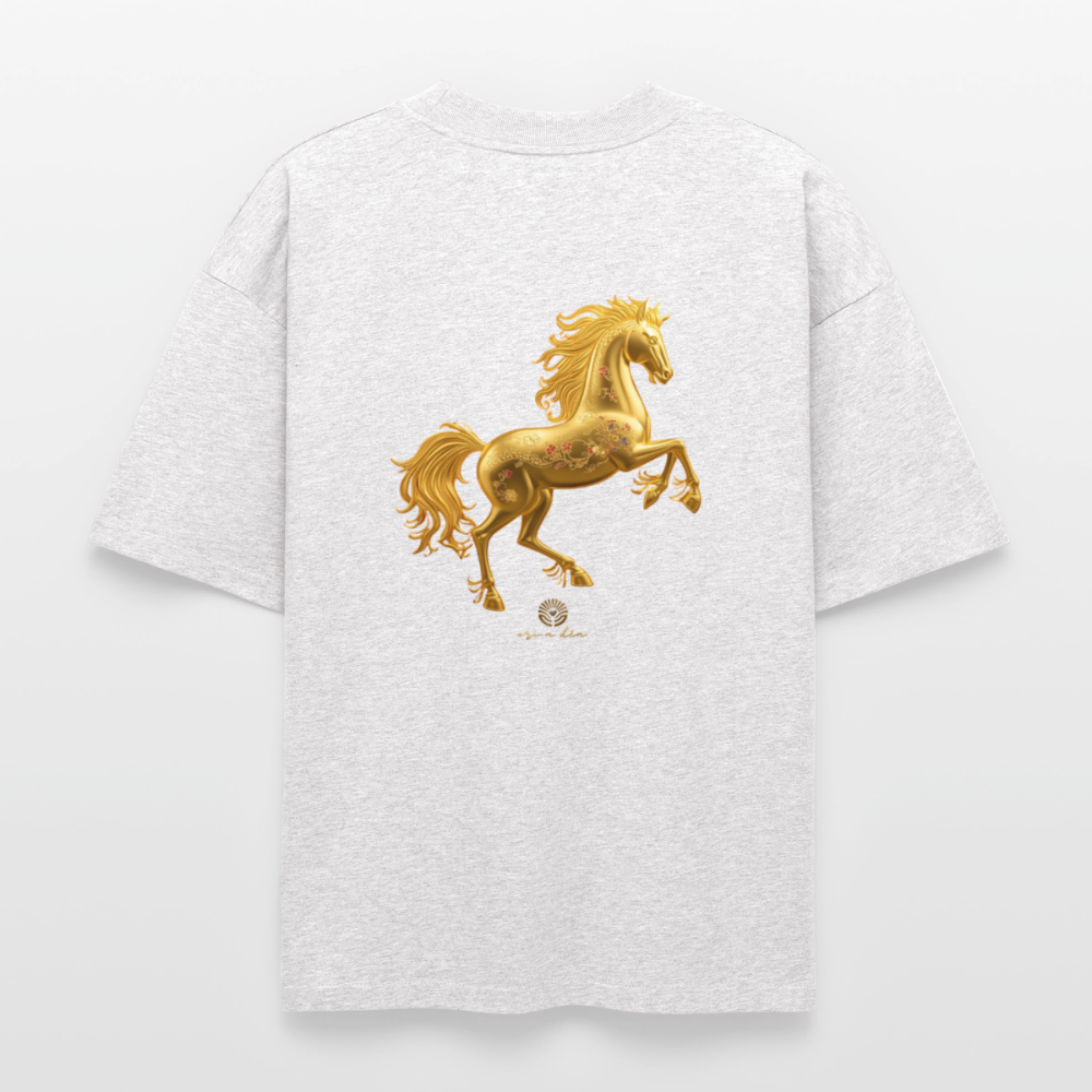 Heavyweight Unisex Bio T-Shirt "Feuerpferd - Kühles Grau meliert