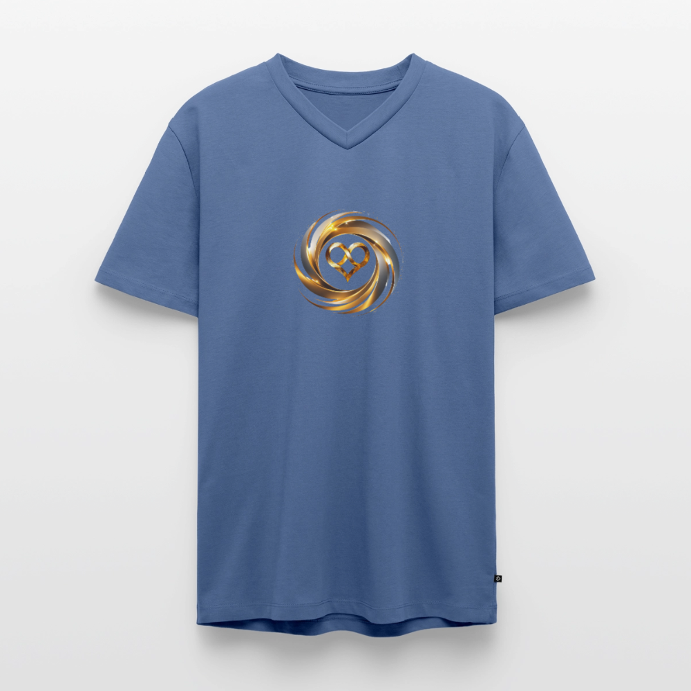 Männer Bio-T-Shirt mit V-Ausschnitt "ICH BIN" - Taubenblau