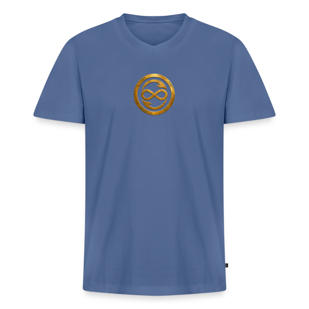 Männer Bio-T-Shirt mit V-Ausschnitt ANIMA AETERNA - Taubenblau