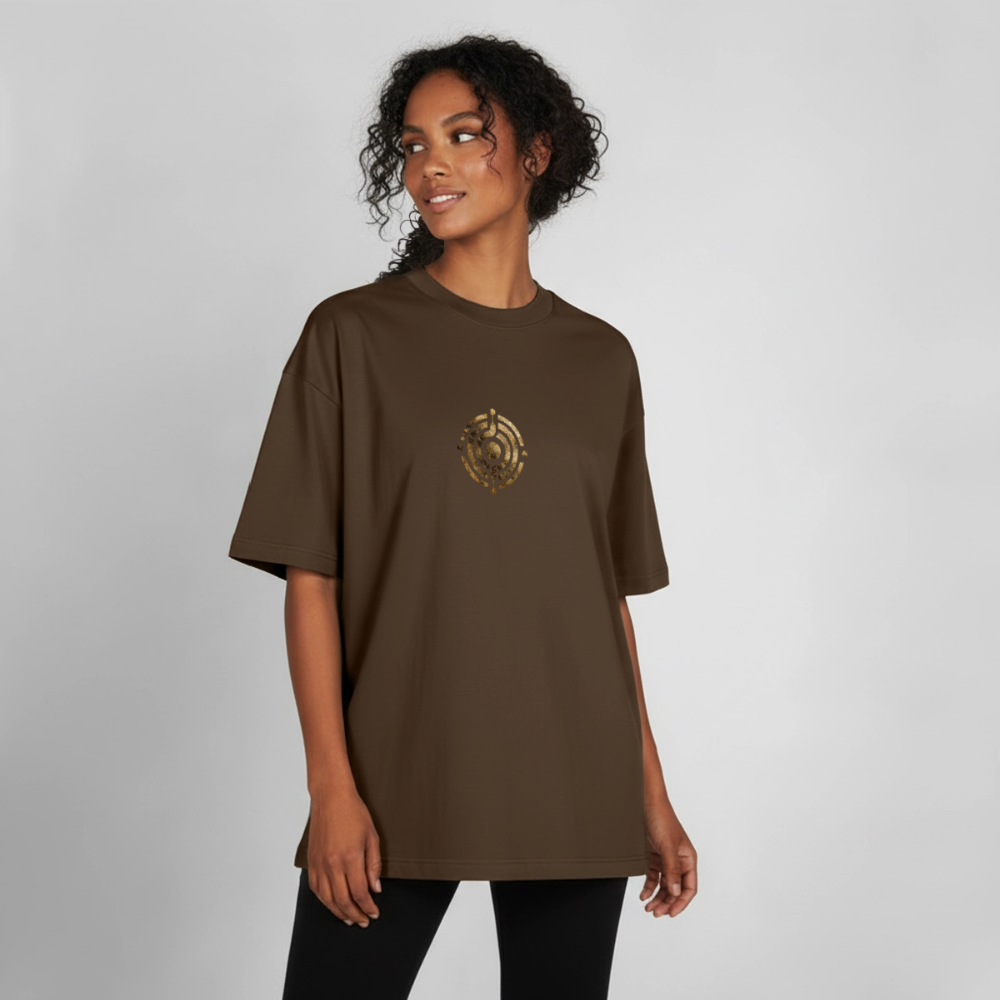 Heavyweight Unisex Bio T-Shirt "Atme Lächle Lausche" - Dunkelbraun