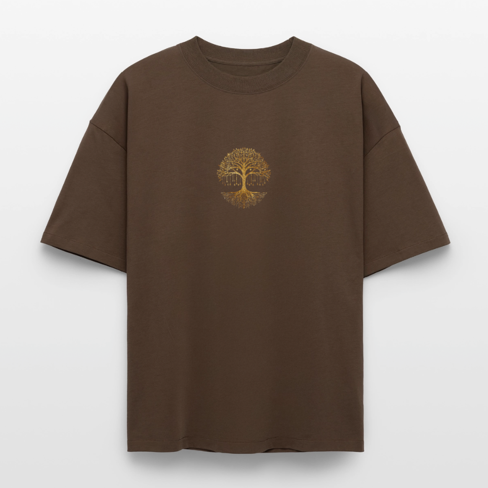 Heavyweight Unisex Bio T-Shirt "Weltenbaum - Dunkelbraun