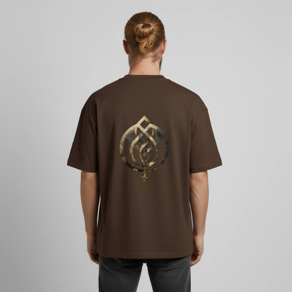 Heavyweight Unisex BioT-Shirt "Anima Soluta" vorne & hinten bedruckt - Dunkelbraun
