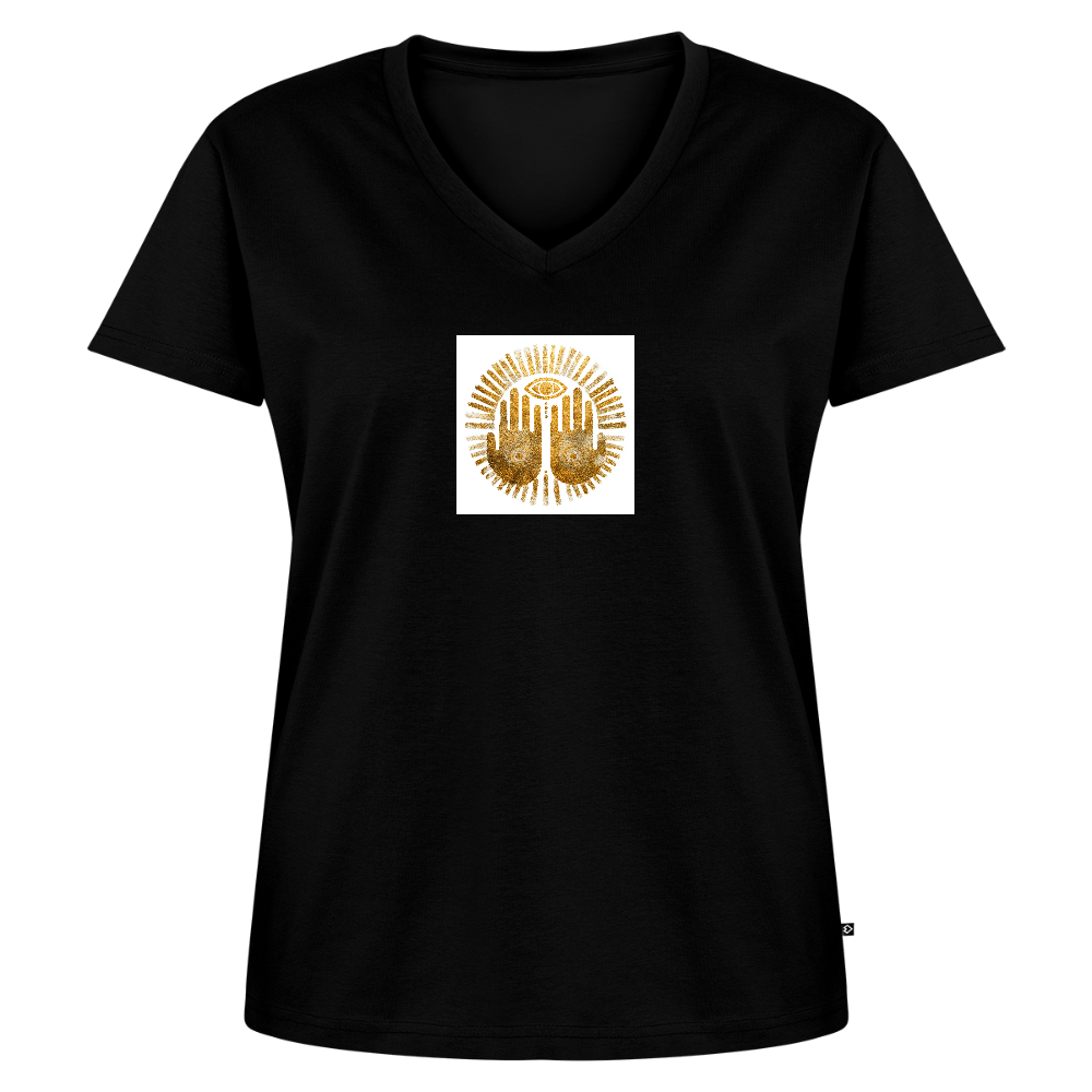 Frauen Bio-T-Shirt mit V-Ausschnitt "An'Anasha" - Schwarz