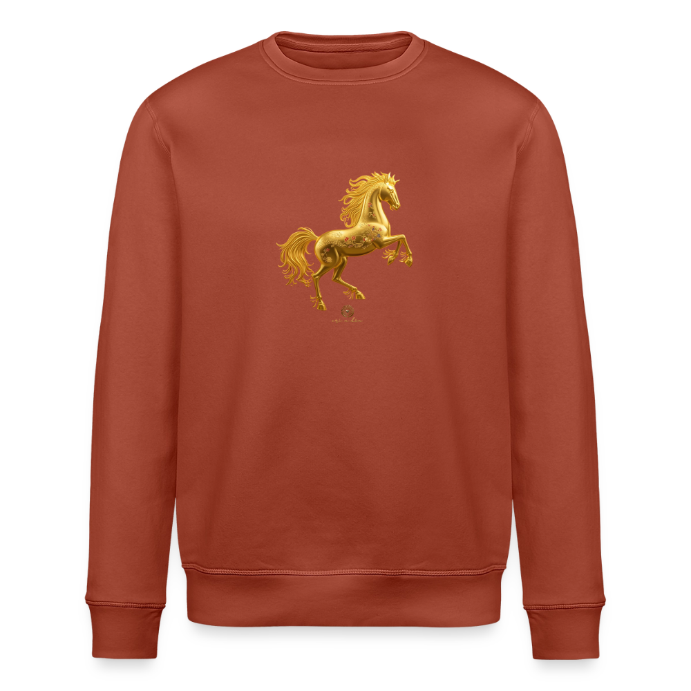 Unisex Bio-Sweatshirt "Feuerpferd" - Terrakotta