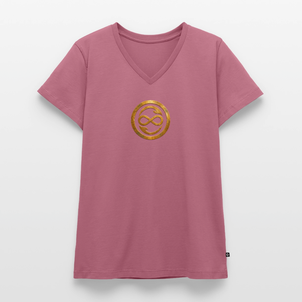 Frauen Bio-T-Shirt mit V-Ausschnitt ANIMA AETERNA - Mauve