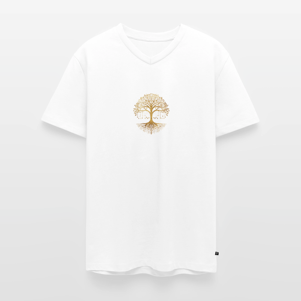 Männer Bio-T-Shirt mit V-Ausschnitt "Weltenbaum" - Weiß