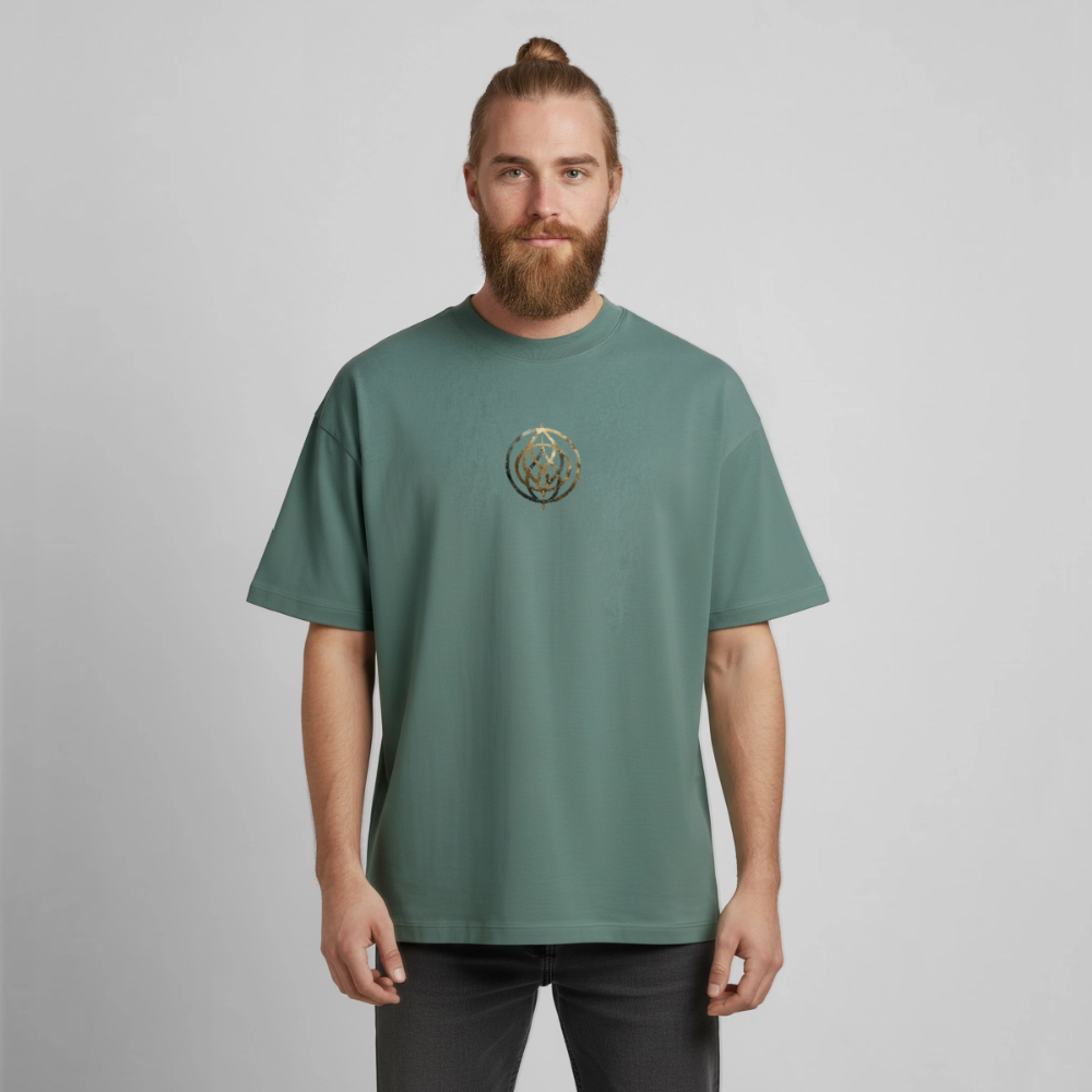 Heavyweight Unisex Bio T-Shirt „Pax Interna“ – der innere Frieden" - Grüner Bucht