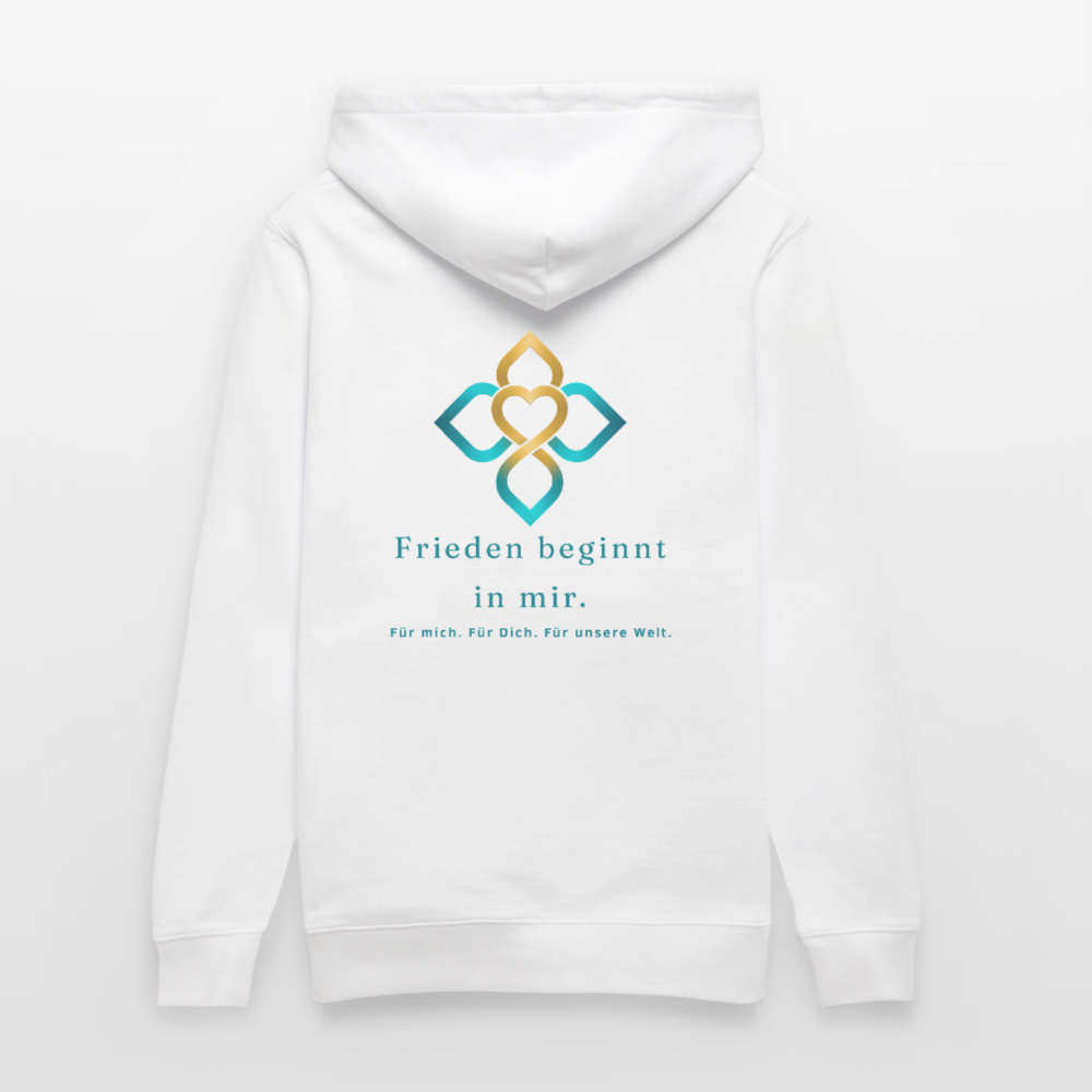 Unisex Bio-Hoodie FRIEDEN BEGINNT IN MIR. - Weiß