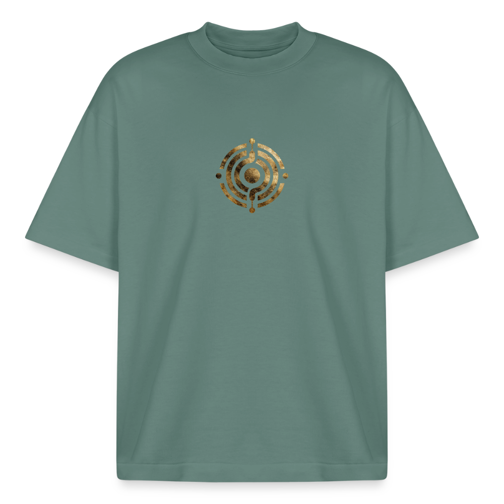 Heavyweight Unisex Bio T-Shirt "Atme Lächle Lausche" - Grüner Bucht