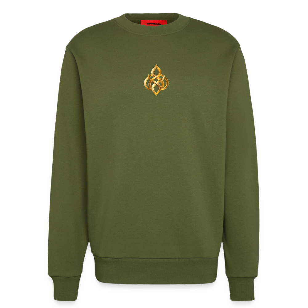 chiSign Quantenheilsymbol Zentrum und Ausgeglichenheit Organic Relaxed Crew Neck Made in EU - MOSS GREEN