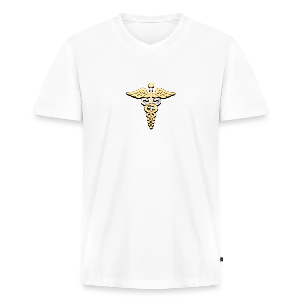 Männer Bio-T-Shirt mit V-Ausschnitt "Merkurstab" - Weiß