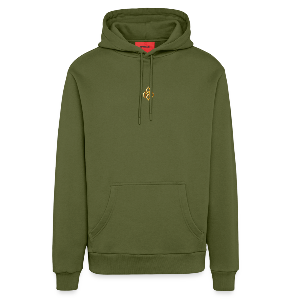 chiSign Quantenheilsymbol Zentrum und Ausgeglichenheit Organic Relaxed Hoodie Made in EU - MOSS GREEN