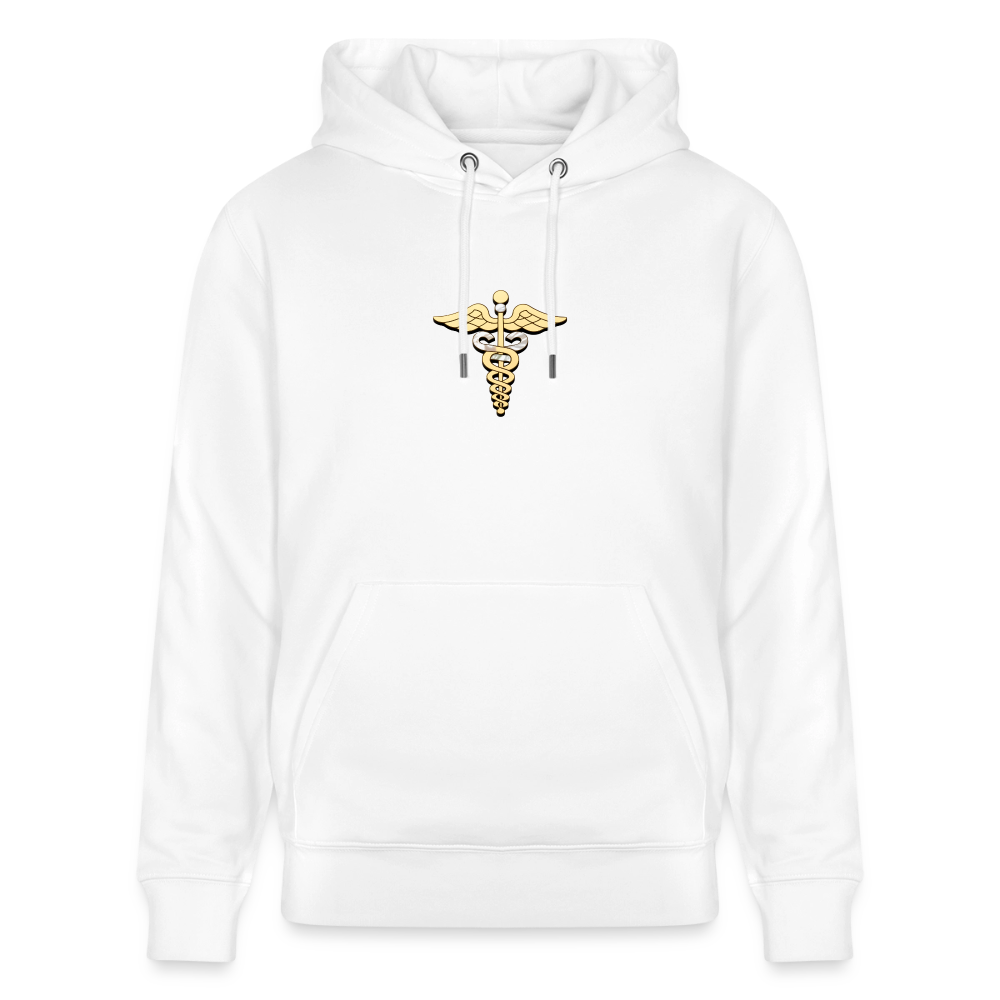 Unisex Bio-Hoodie "Merkurstab - Schutz" - Weiß