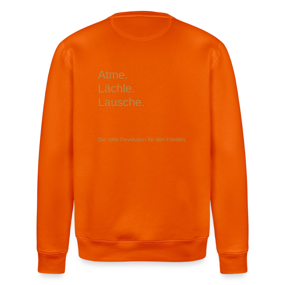 Unisex Bio-Sweatshirt "Atme Lächle Lausche" - Tieforange