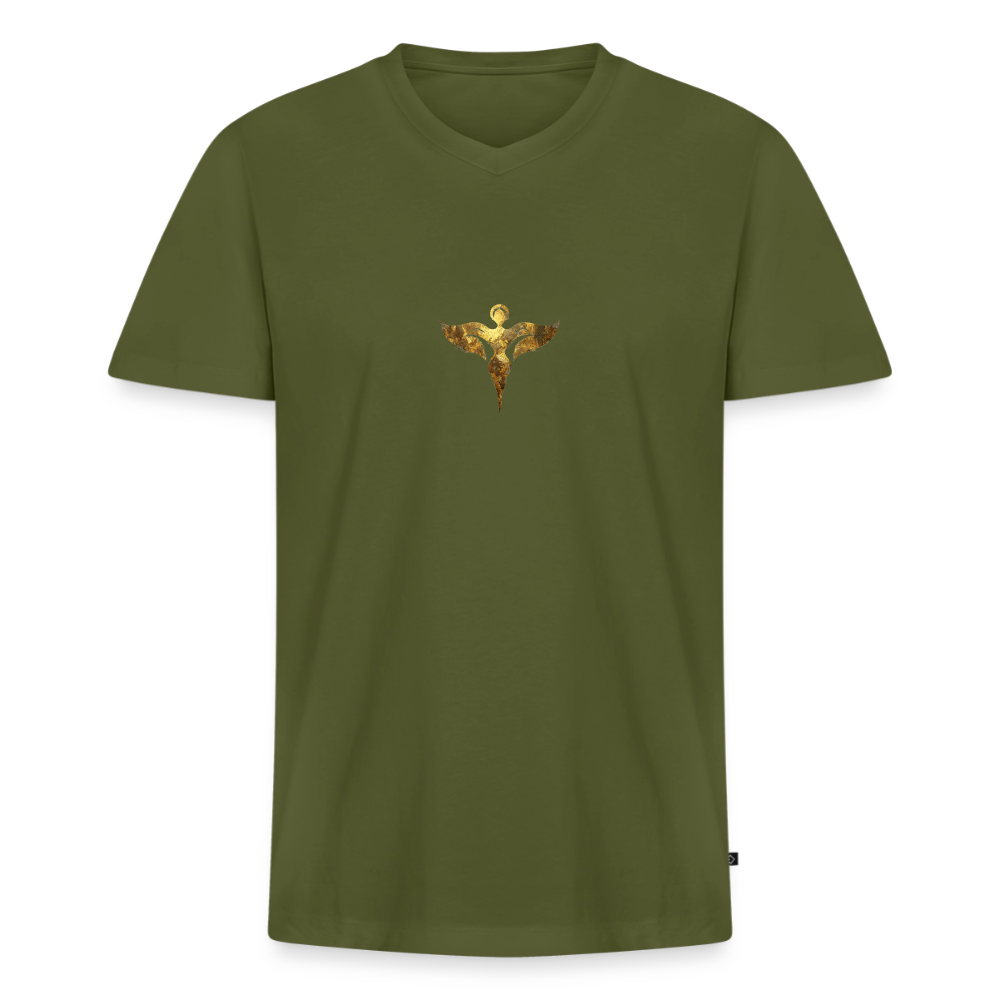 Männer Bio-T-Shirt mit V-Ausschnitt "Gaia" - Khaki